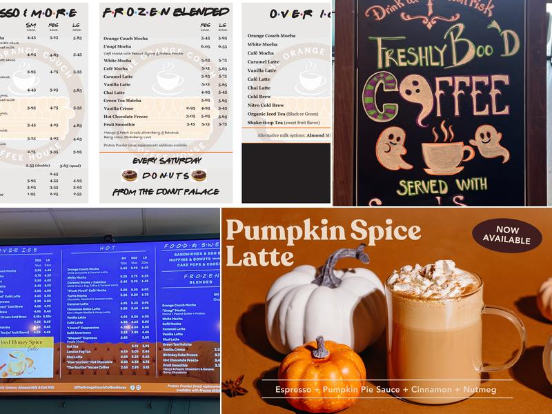 The Orange Couch Coffee House Menu