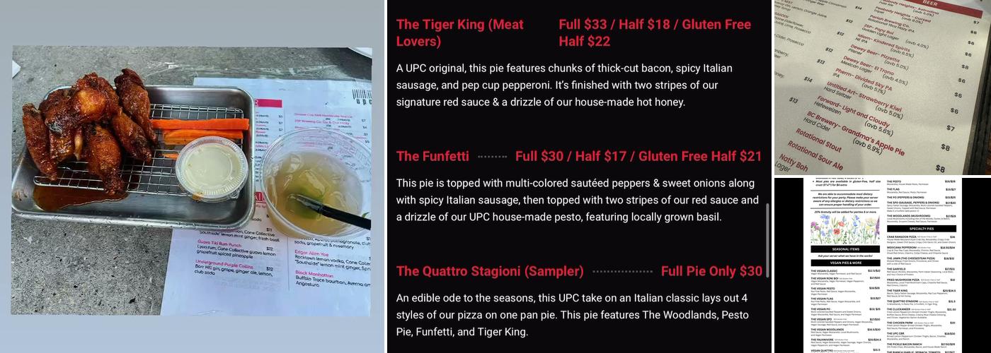 Underground Pizza Baltimore Menu