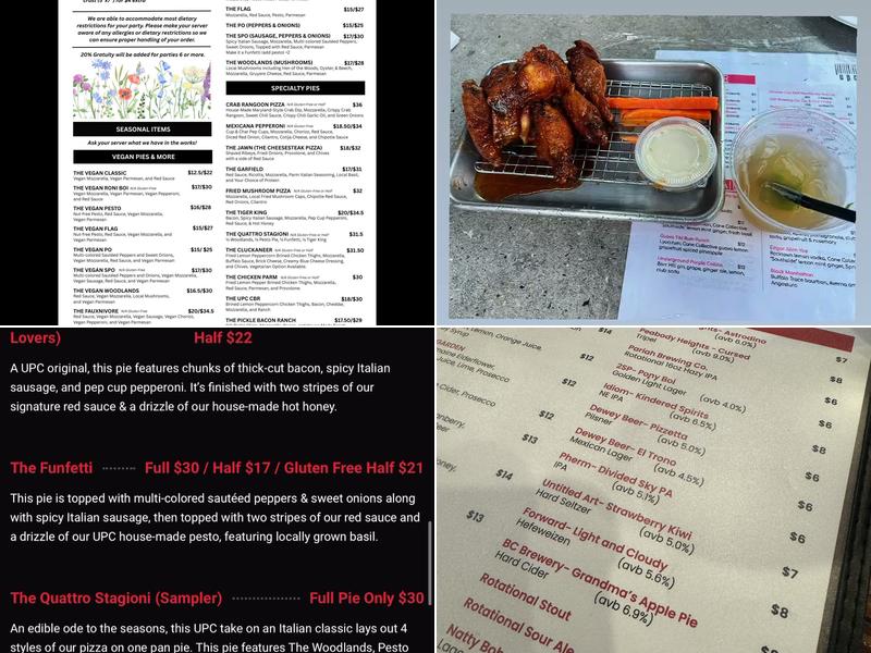 Underground Pizza Baltimore Menu