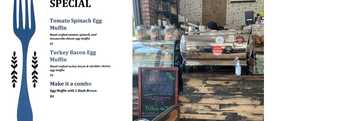 Light Bulb Coffee Shop Menu