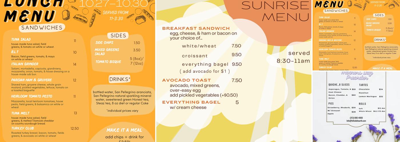 Hillside Hearth Menu