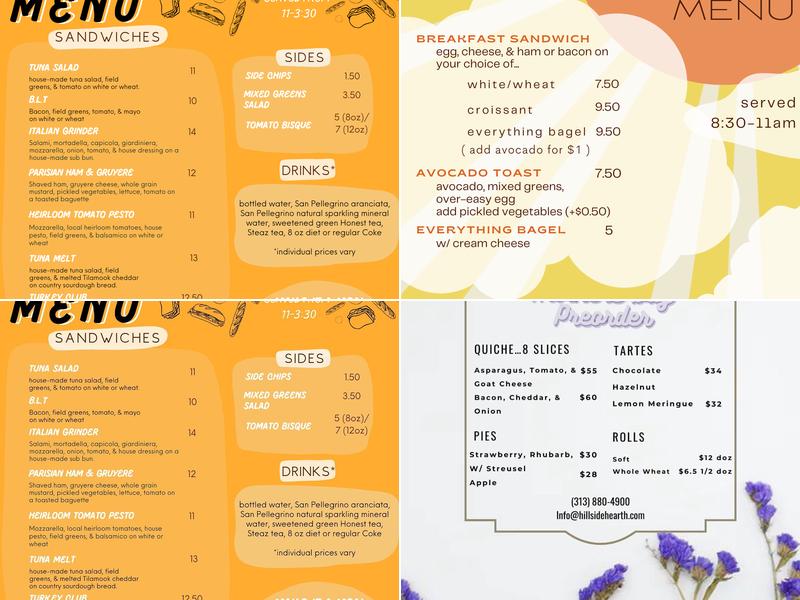 Hillside Hearth Menu