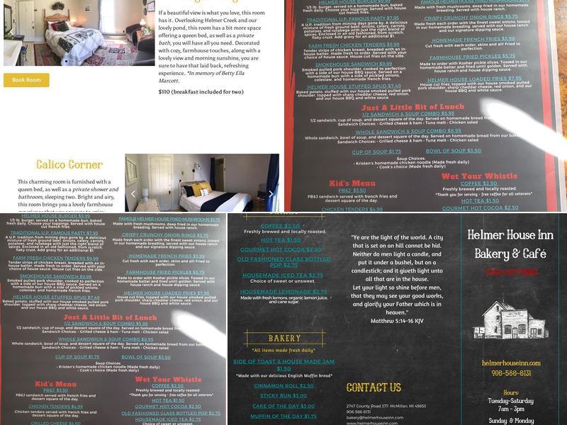Helmer House Inn Menu