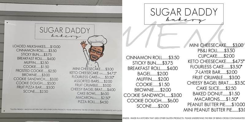 Sugar Daddy Bakery Menu