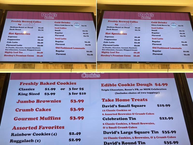 David's Cookies Menu