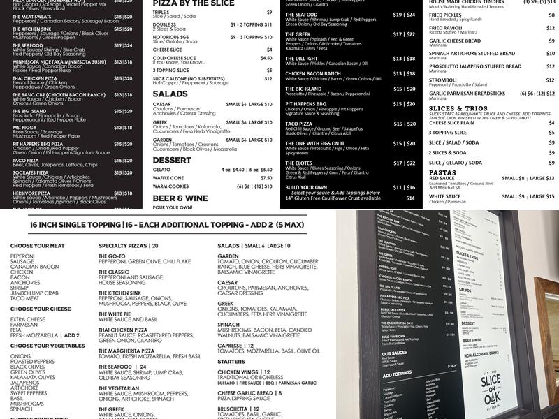 Slice On Oak Menu
