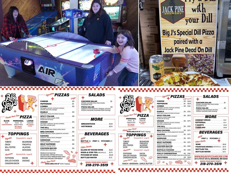 Big Jay's Pizza Arcade Menu