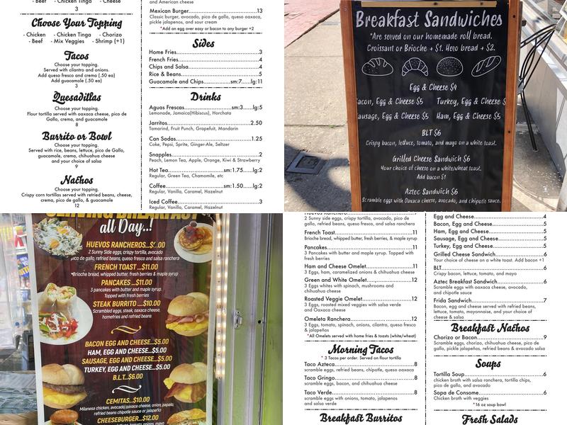 Talavera Cafe Menu