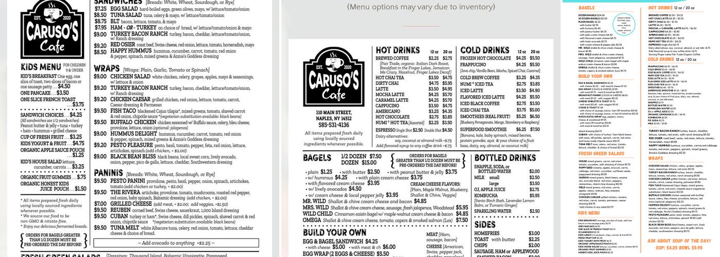 Caruso's Cafe Menu