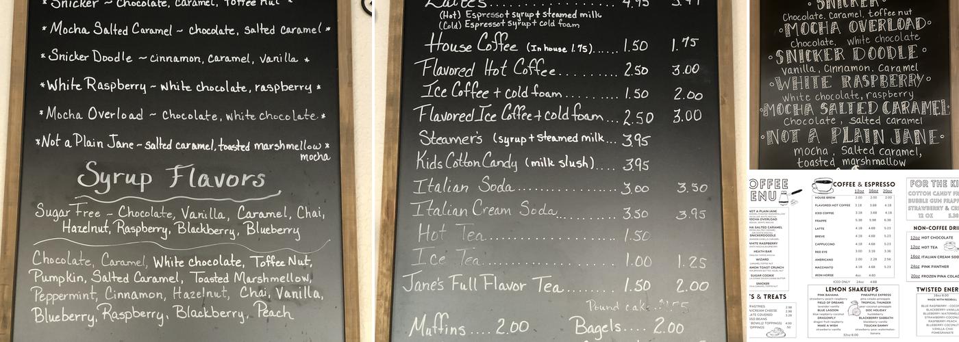 Lisa Jane's Coffee House Menu
