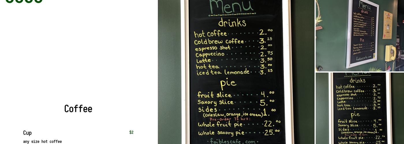 Foibles Menu