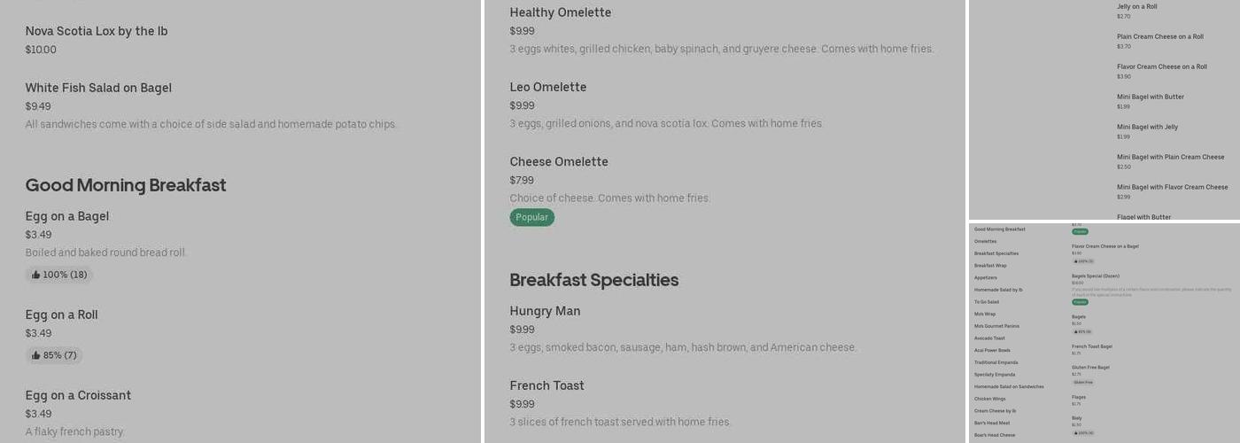 Mo's Bagels Menu
