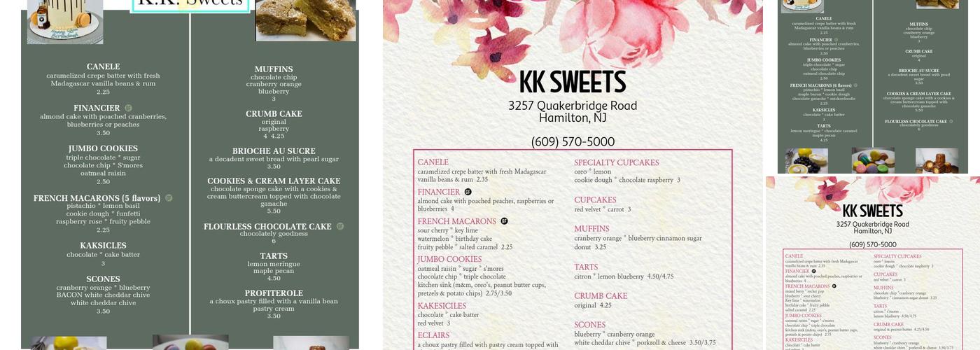 K.K. Sweets Menu