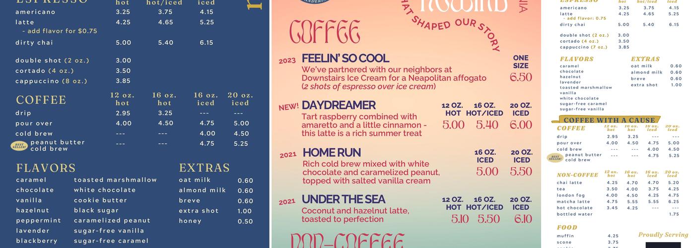 The Wandering Cup Menu