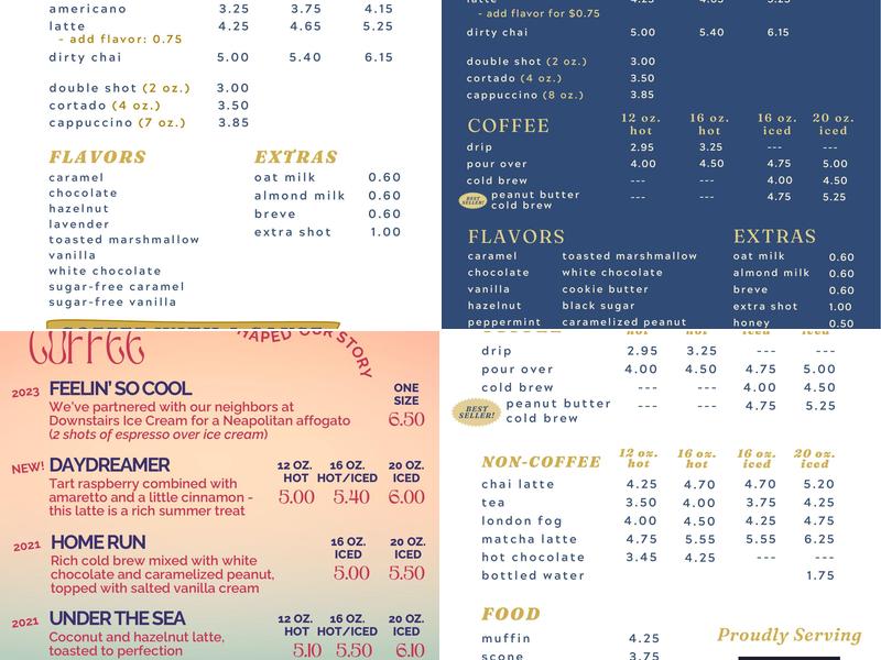The Wandering Cup Menu