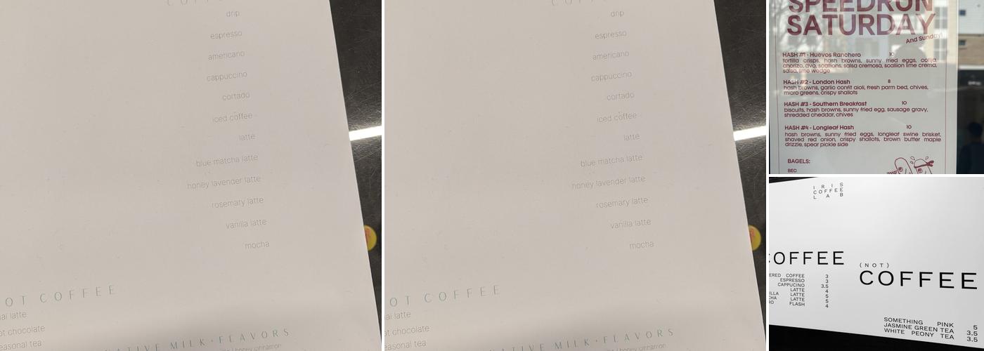Iris Coffee Lab Menu