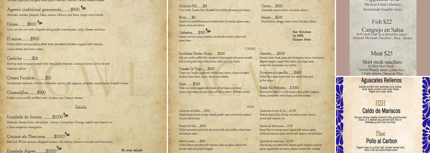 AGAVE Menu