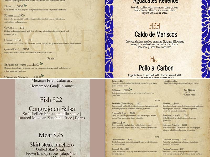 AGAVE Menu