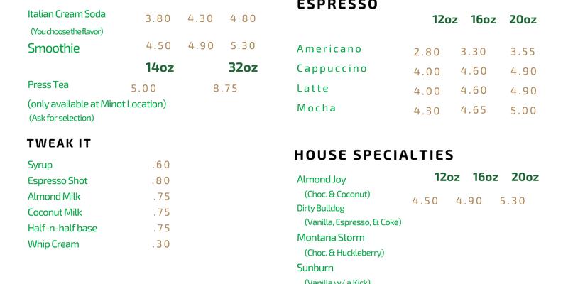 Magic Bean Brewing Co Menu