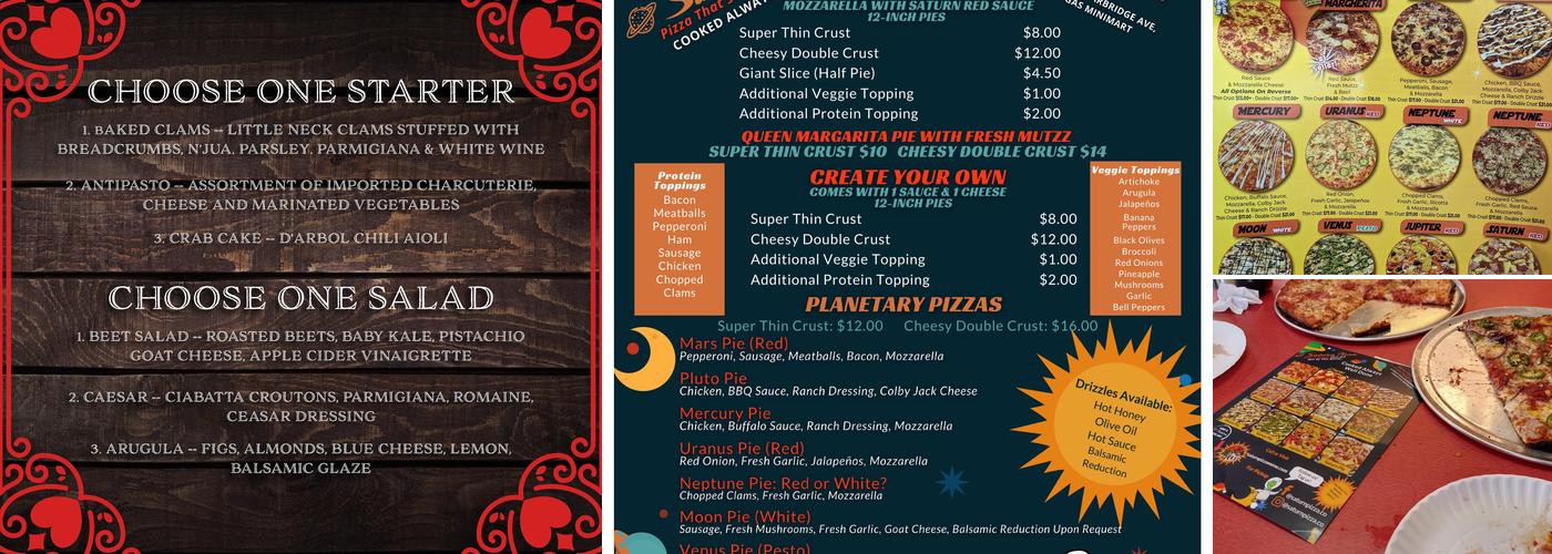 Saturn Pizza Menu