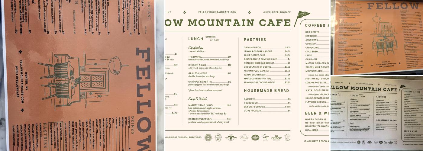 Fellow Mountain Cafe Menu