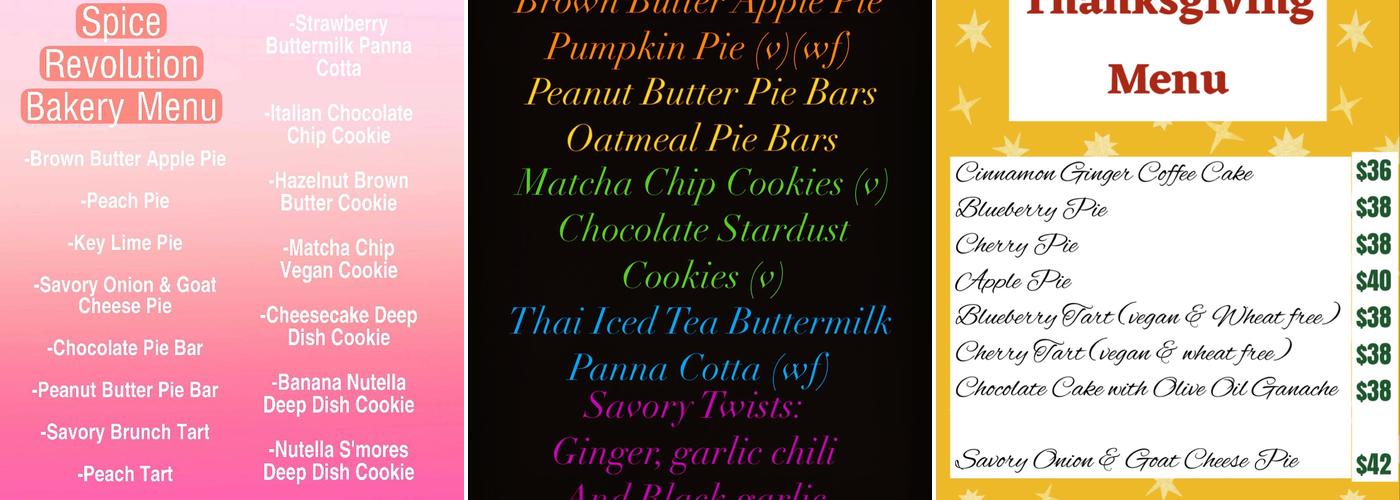 Spice Revolution Menu