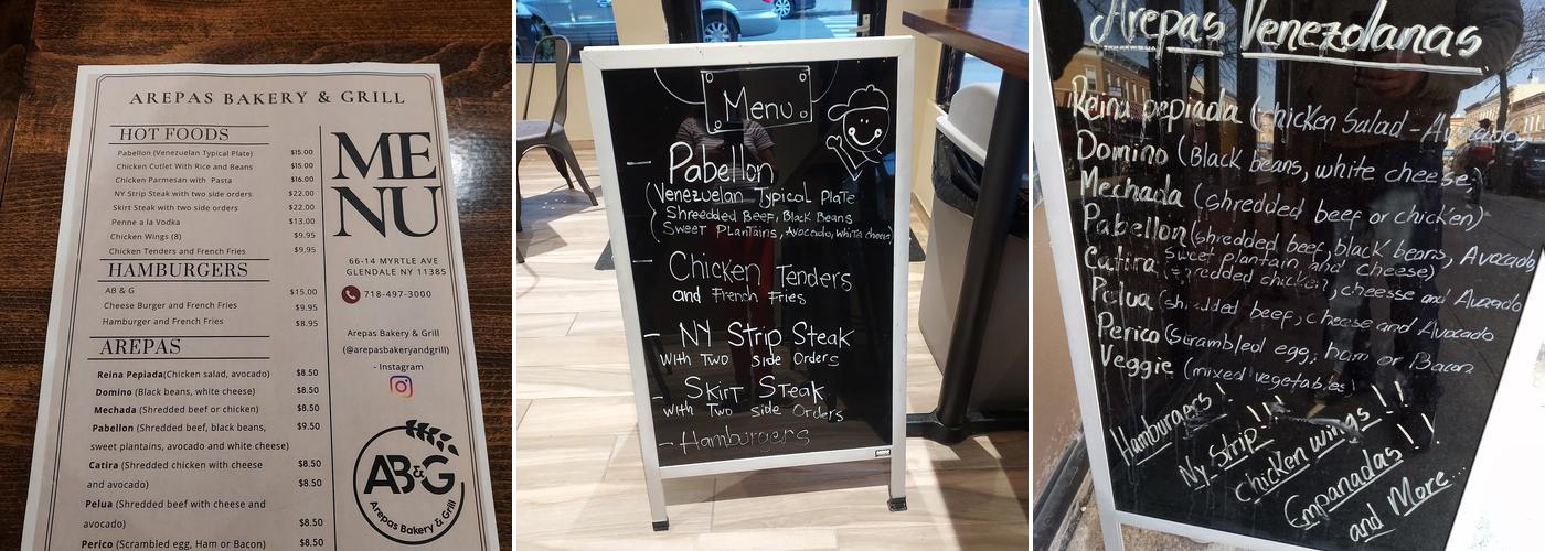 Arepas Bakery & Grill Menu