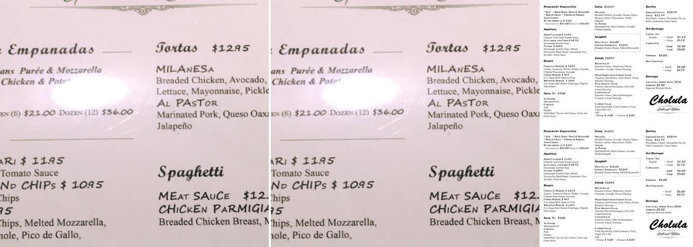 Cholula Grill & Cafe Menu