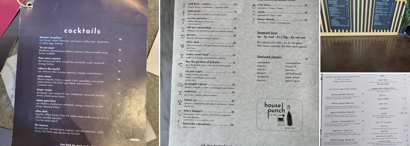 Parable Cafe Menu