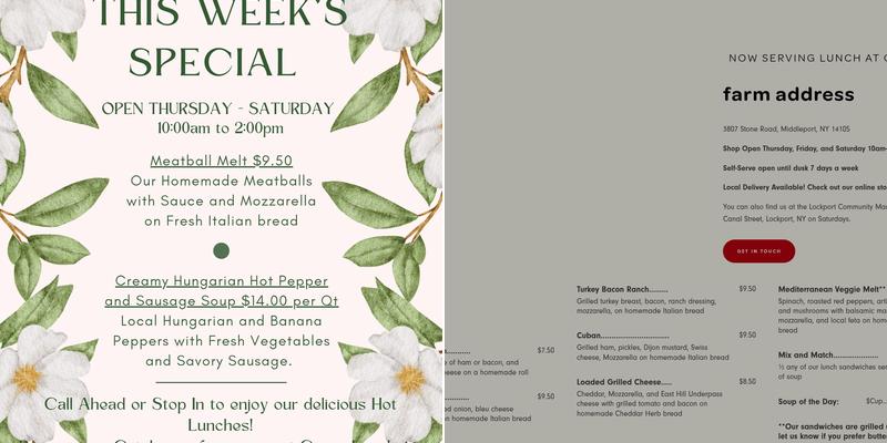 Stone Hollow Farm Menu