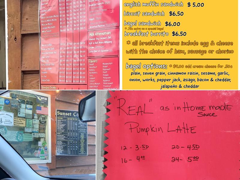 Sunset Highway Coffee LLC Menu