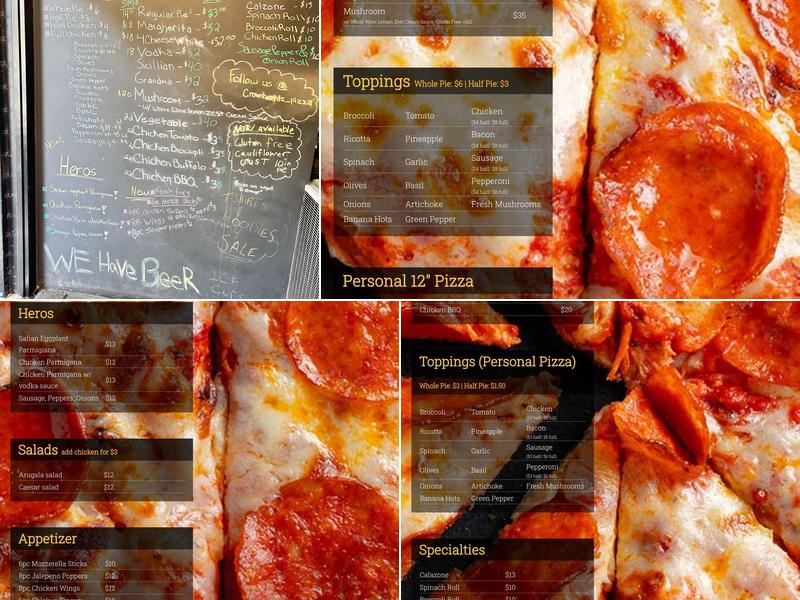 Crown Heights Pizza Menu