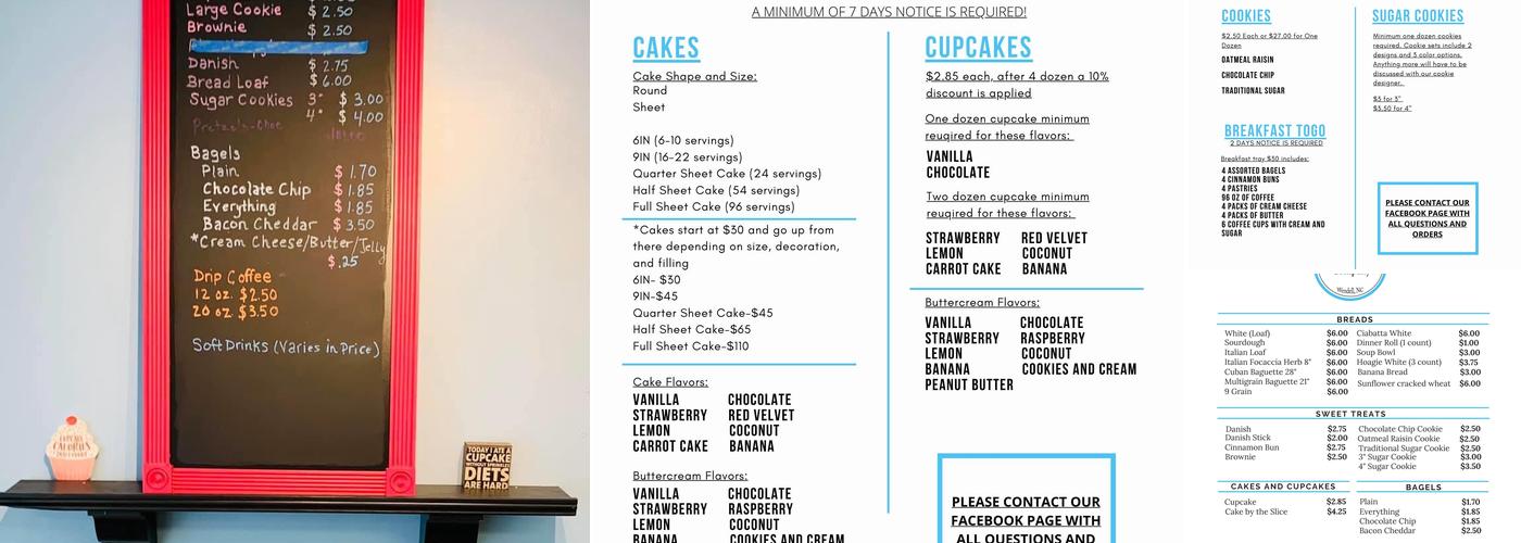 Carter's Baking Company, LLC Menu