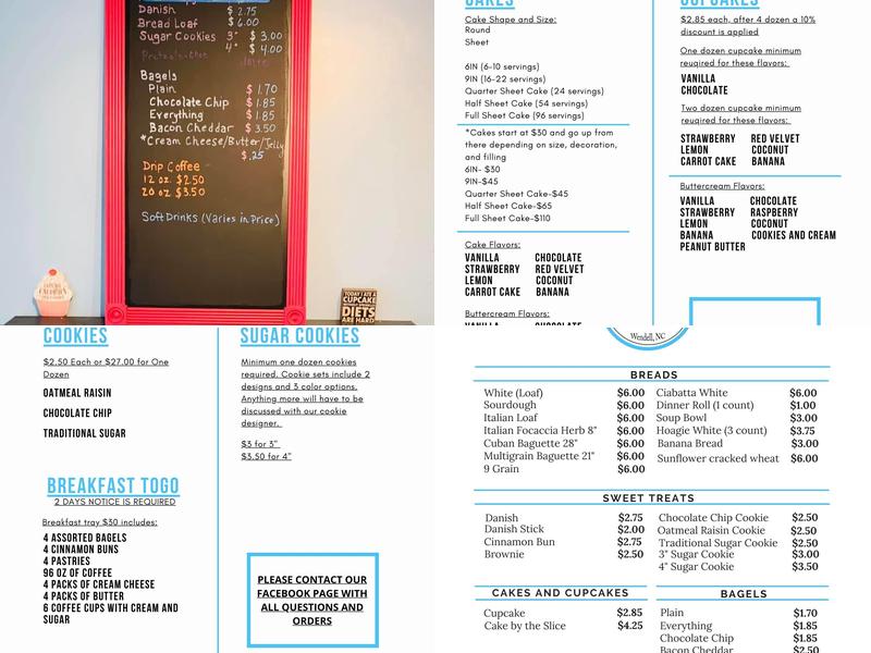 Carter's Baking Company, LLC Menu