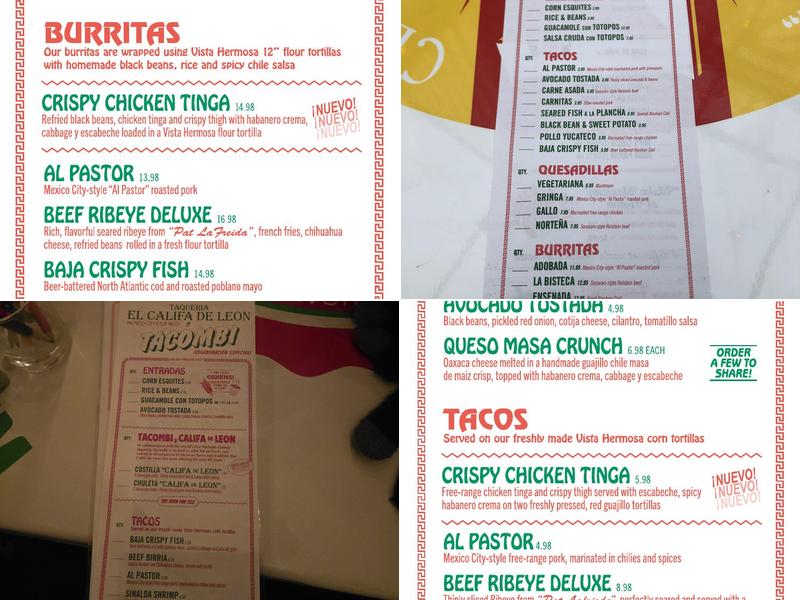Tacombi Menu