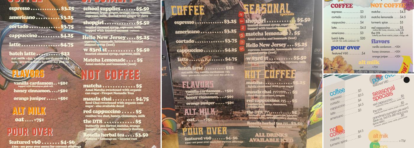 Weak Coffee Menu