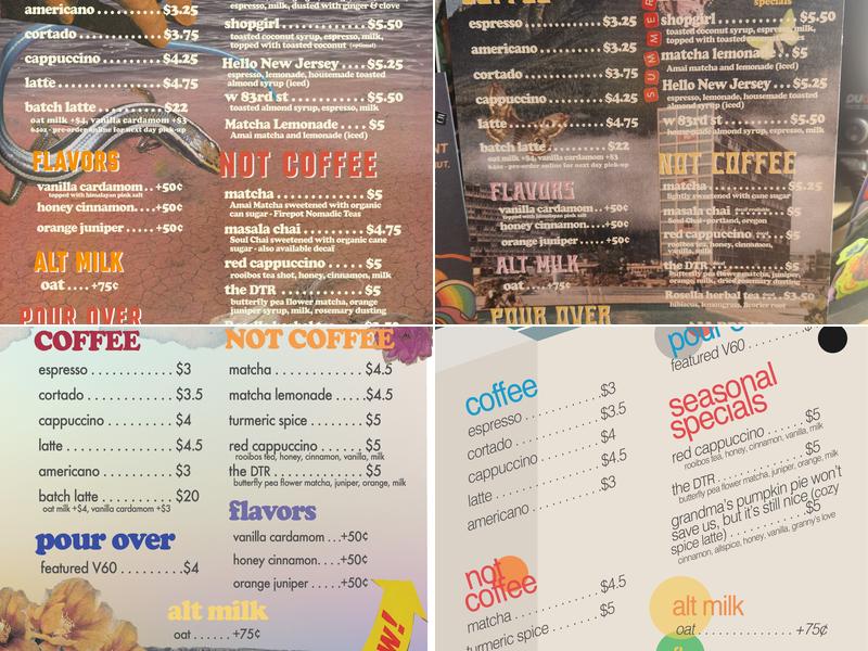 Weak Coffee Menu