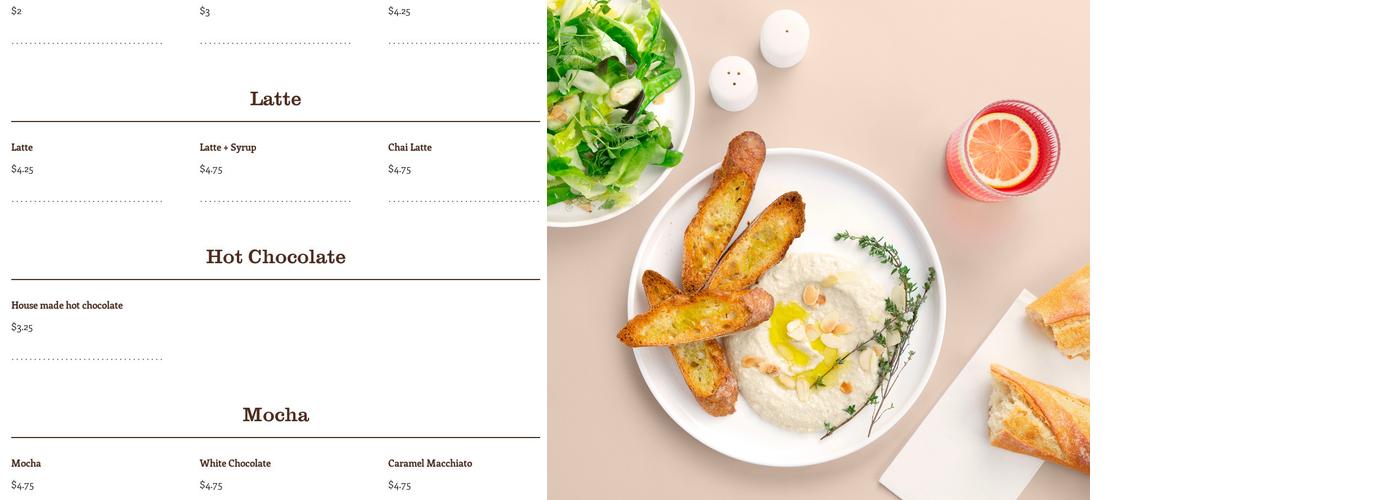 Mugs Coffee Hut Menu