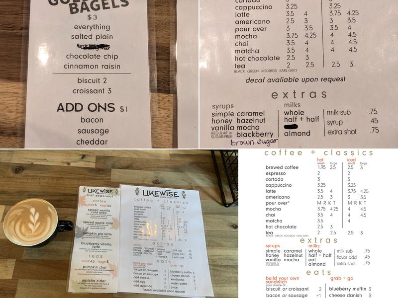 Likewise Coffee Menu