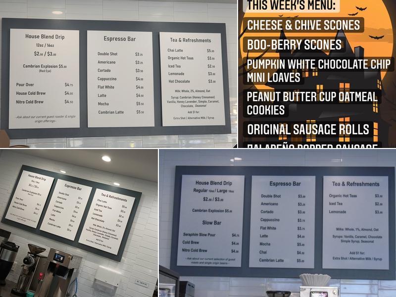 Cambrian Coffee Menu