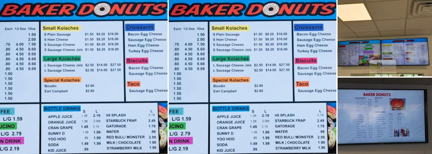 Baker Donuts Menu