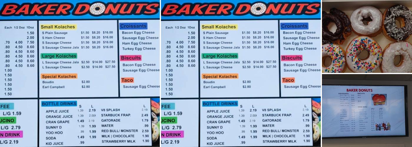 Baker Donuts Menu