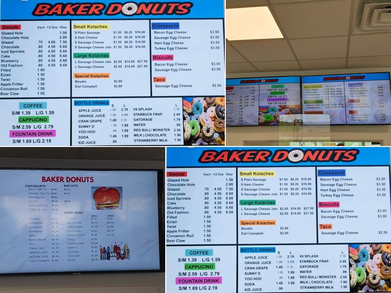 Baker Donuts Menu