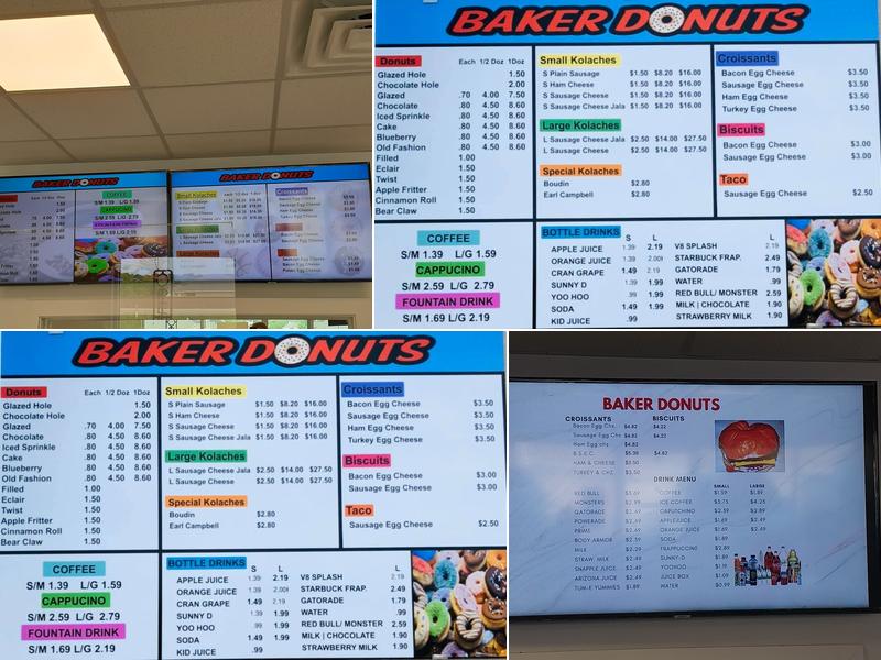 Baker Donuts Menu