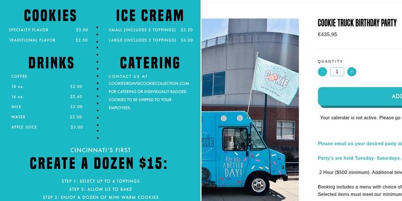Davis Cookie Collection Menu