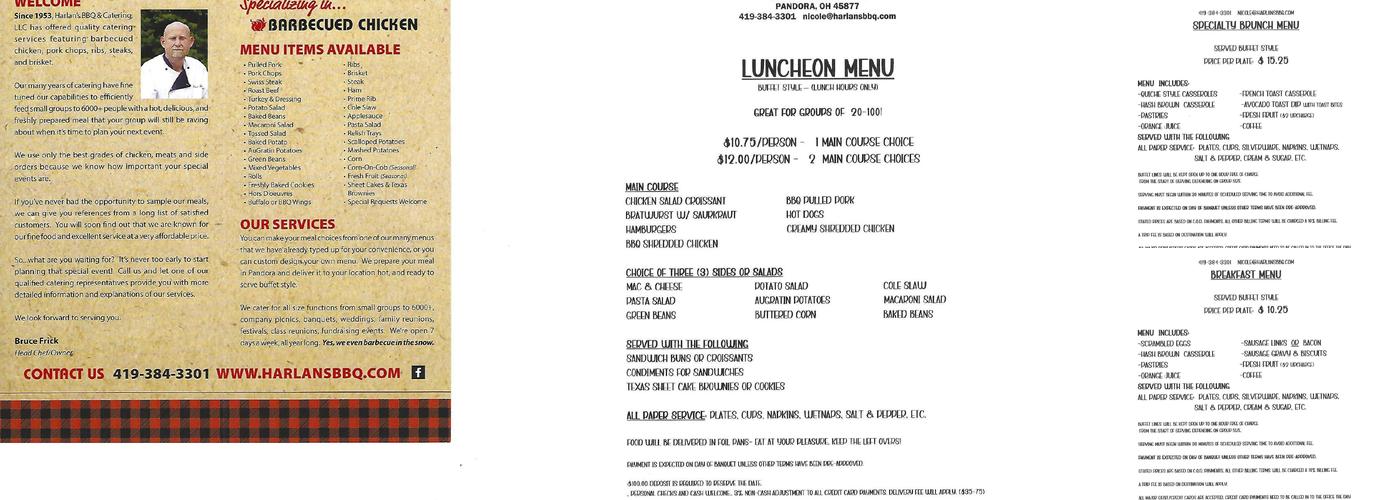 Harlan's Barbecue & Catering, LLC Menu