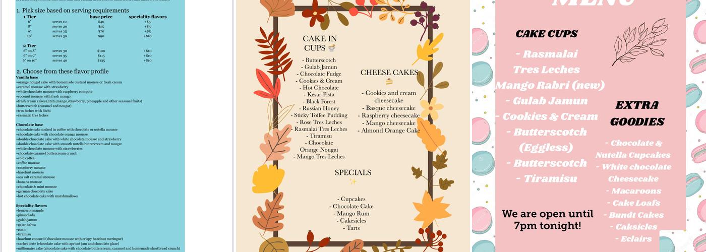 Chocolate therapy Menu