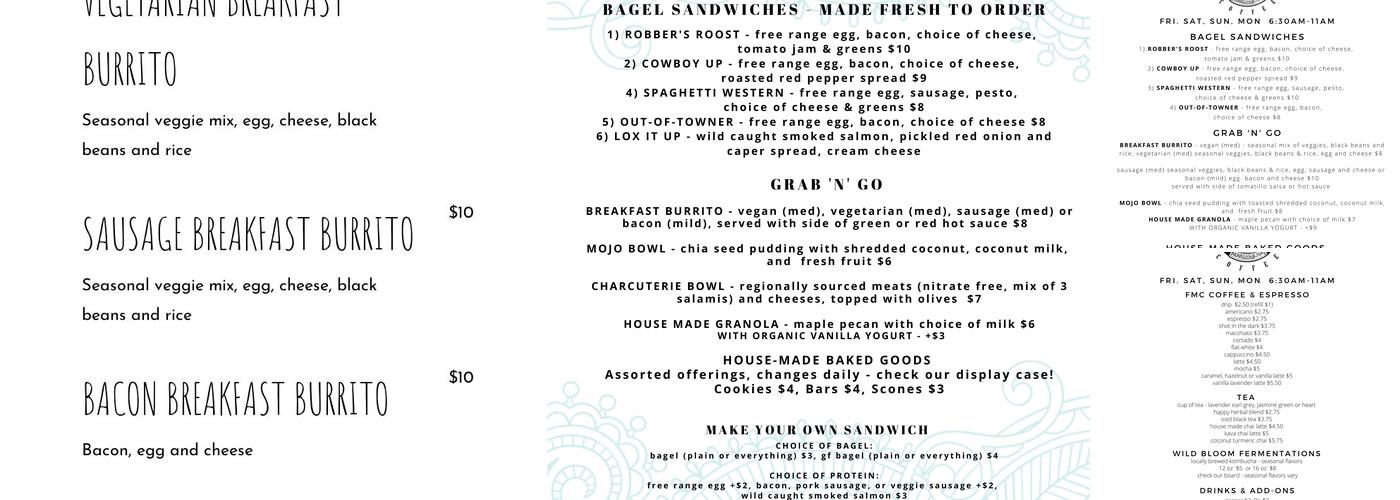 Horsethief Coffee Menu