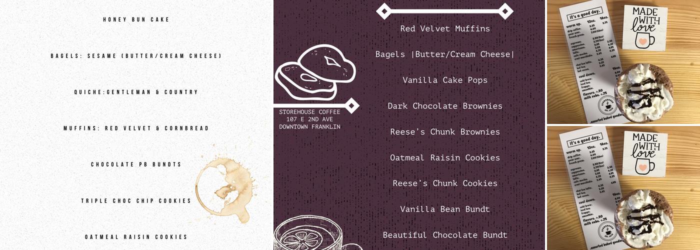 StoreHouse Coffee Menu