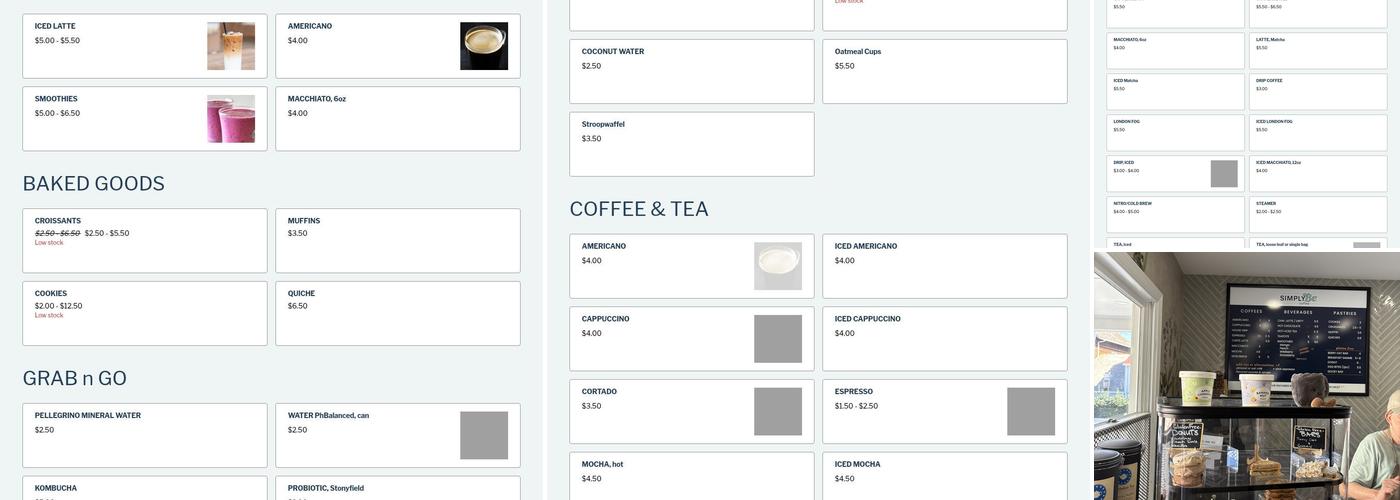 SimplyBe Coffee Menu